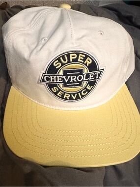 NEW yellow and white chevrolet hat
